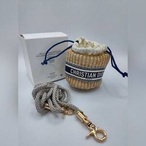 Christian Dior Paris Woven Straw Mini Trousse Pouch Boxed